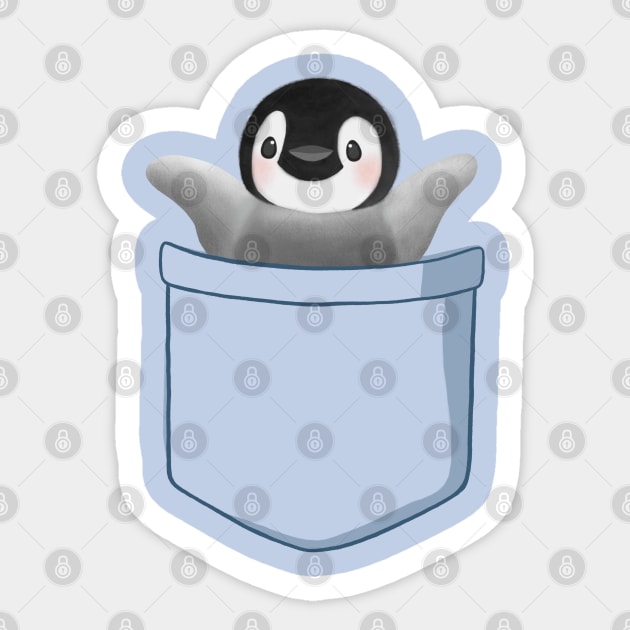 Tiny Penguin In Fake Pocket Sticker by awesomesaucebysandy